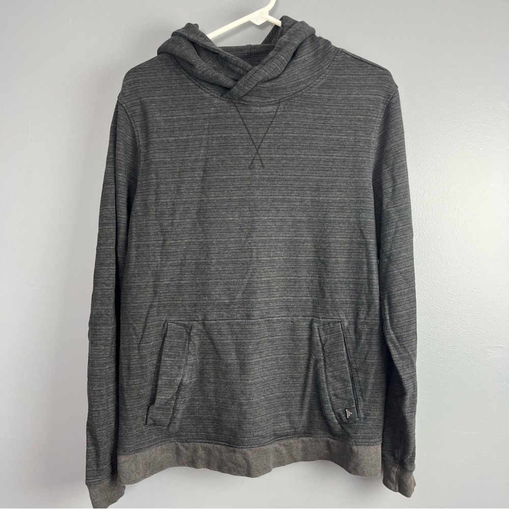 Prana men’s Charcoal Striped Pullover Hoodie size medium